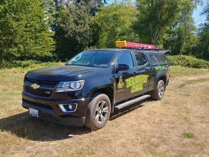Sasquatch Pest Control Work Truck sitting in Park in Everson Washington