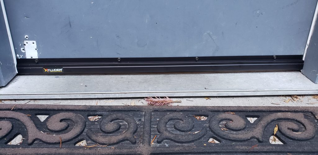 Xcluder rodent proof door sweep installed by Sasquatch pest control